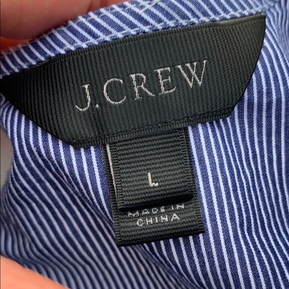 J. Crew Large Embroidered Striped Poplin Bell Sleeve Blouse - Picture 7 of 8